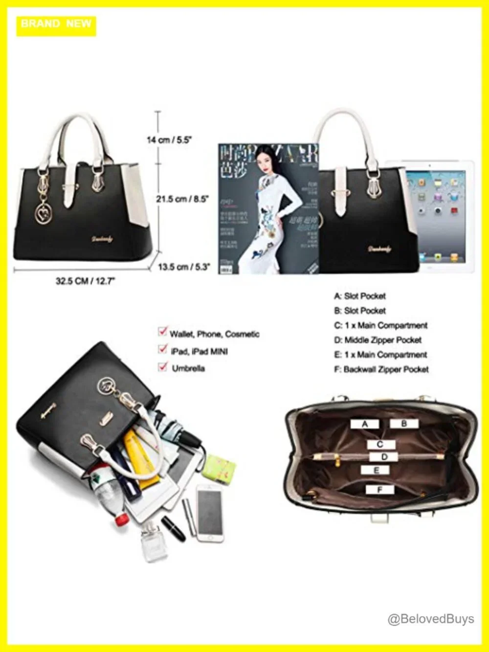 Large Capacity PU Leather Top Handle Tote Shoulder Crossbody Bag